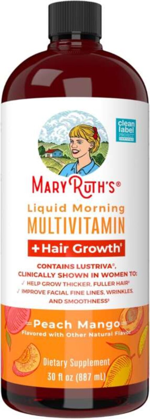 MaryRuth's Liquid Multivitamin+Hair Growth | Clinically Tested for Thicker Hair & Facial Wrinkles in Women | Biotin 10000mcg | Lustriva Hair Growth Supplement | Skin Care | Age 18+ | 30 Fl Oz